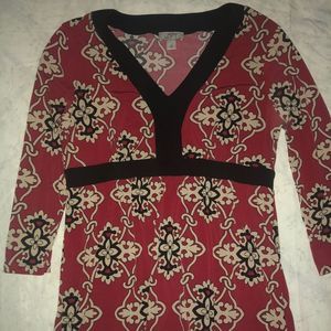 Loft Blouse-Red, Black, Cream